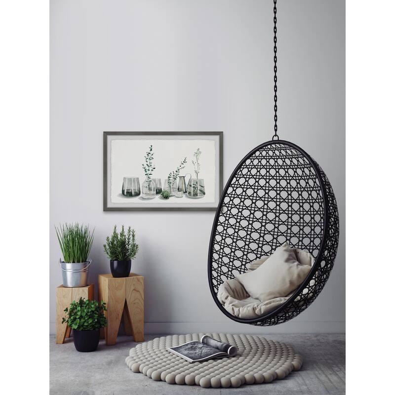 Modern Wall Art Print - Framed Greenery Painting for Home Decor