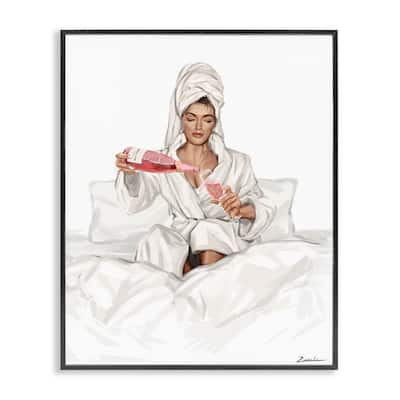 Stupell Pouring Rosé Wine in Bed Framed Giclee Art Design By Ziwei Li