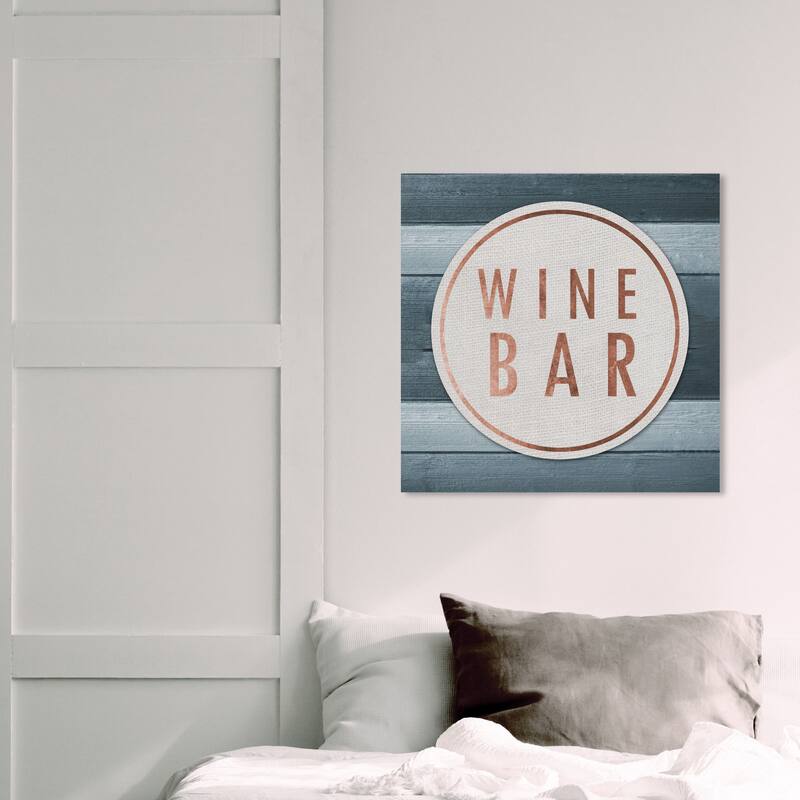 Wynwood Studio 'Vintage Wine Bar Teal' Drinks and Spirits Wall Art Canvas Print Wine - Blue, White - 20 x 20