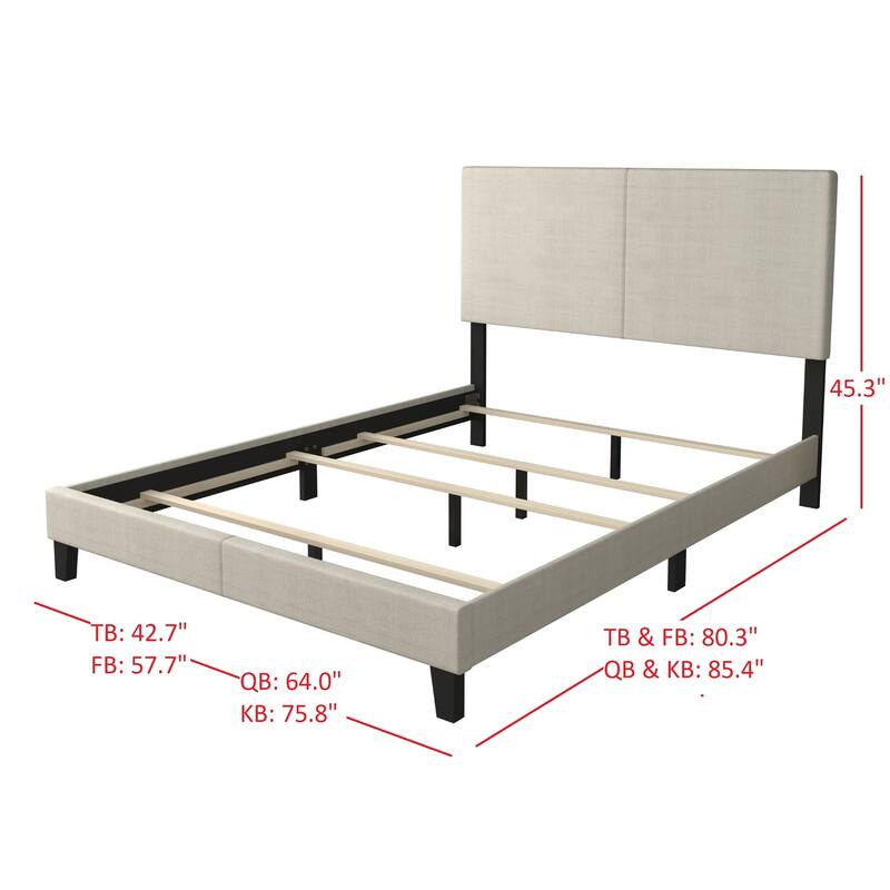 Shyla Upholstered Panel Bed with 2 Nightstands