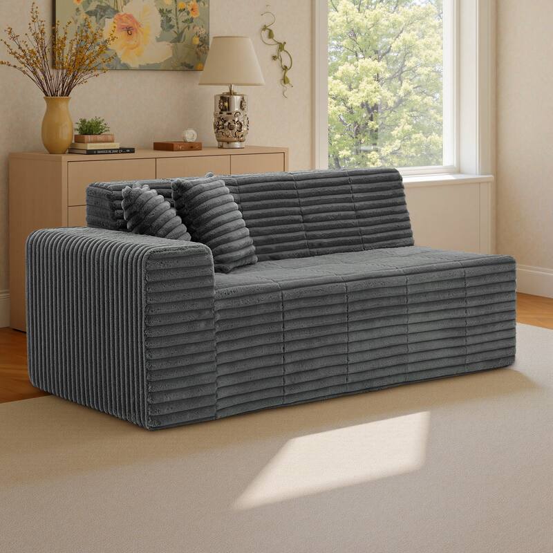 81" W No Assembly Required Couch Plush Corduroy Loveseat Sofa