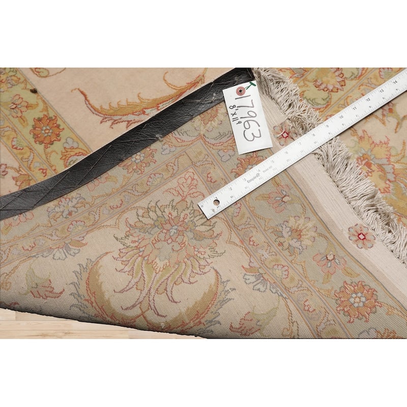 Hand Knotted Ivory Persian Wool & Silk Traditional Oriental Area Rug - 8' 1'' x 11' 9''