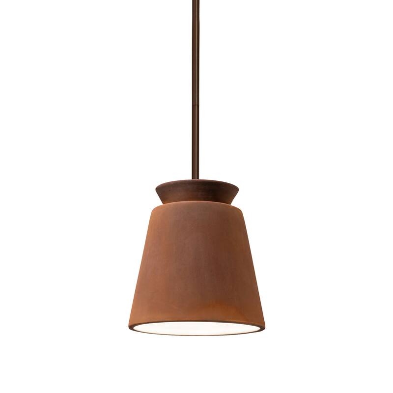 Justice Design Group Small Trapezoid Pendant - Rigid Stem - Dark Bronze/Real Rust