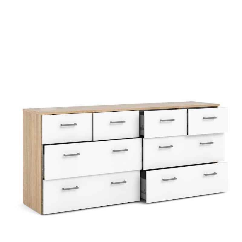 Porch & Den Space Oak Structure and White 8-drawer Double Dresser