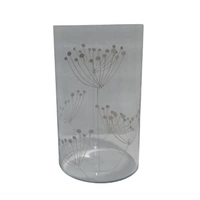 Cylindrical Glass Vase Gold H 10.2" & Dia 5.9" - Clear