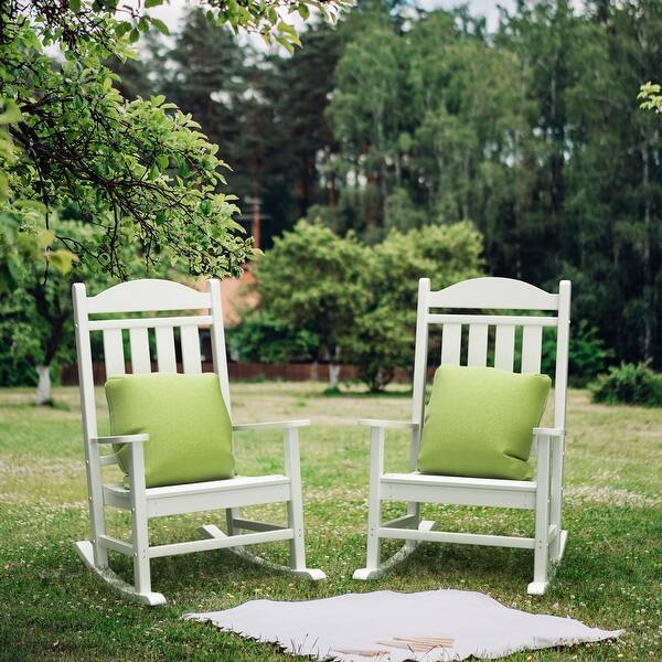 Outdoor White HDPE Plastic Rocking Chair with High Backrest Bed Bath