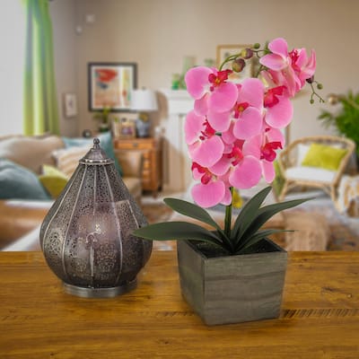 National Tree Company 21 in. Pink Orchid Flower in Wood Box