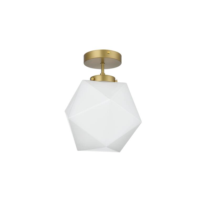 Lance 1 Light White Glass Flush Mount - 9.8 Inch