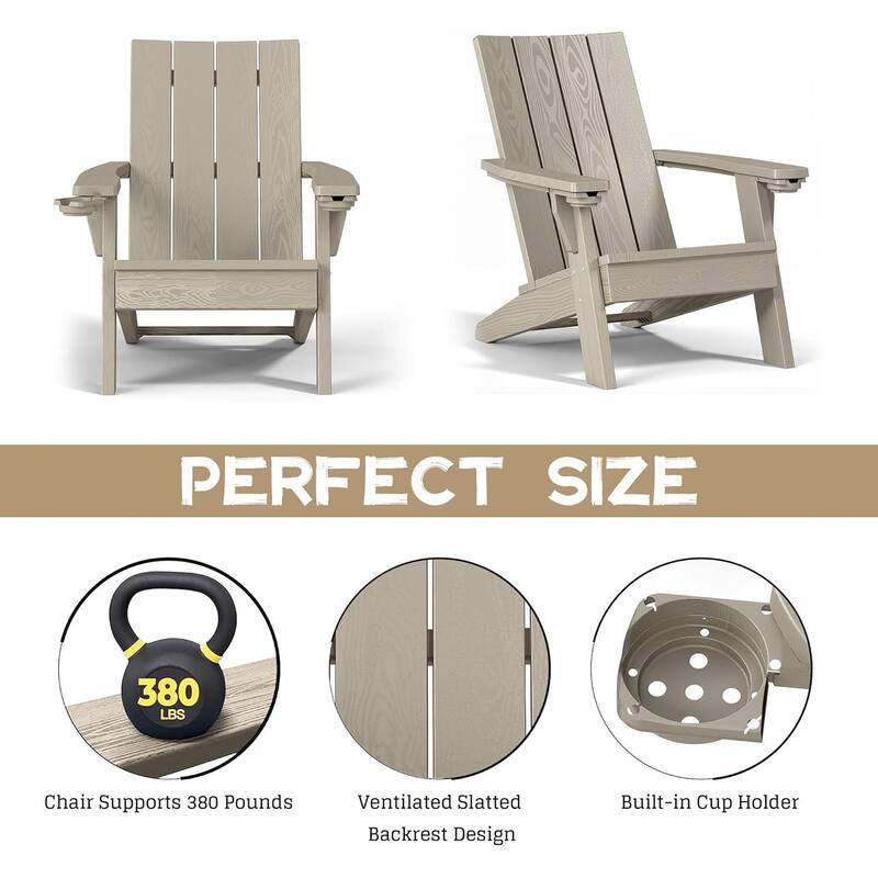 Adirondack Chairs, Folding Chairs for Outside with Cup Holder for Patio Garden