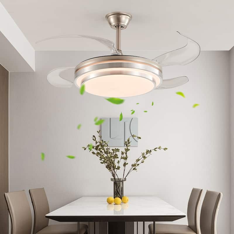 42 Inch 3 Tiers Design Chandelier Ceiling Fan with Light, Retractable Ceiling Fan 6-Speed Quiet DC Motor Fan - 42 Inch