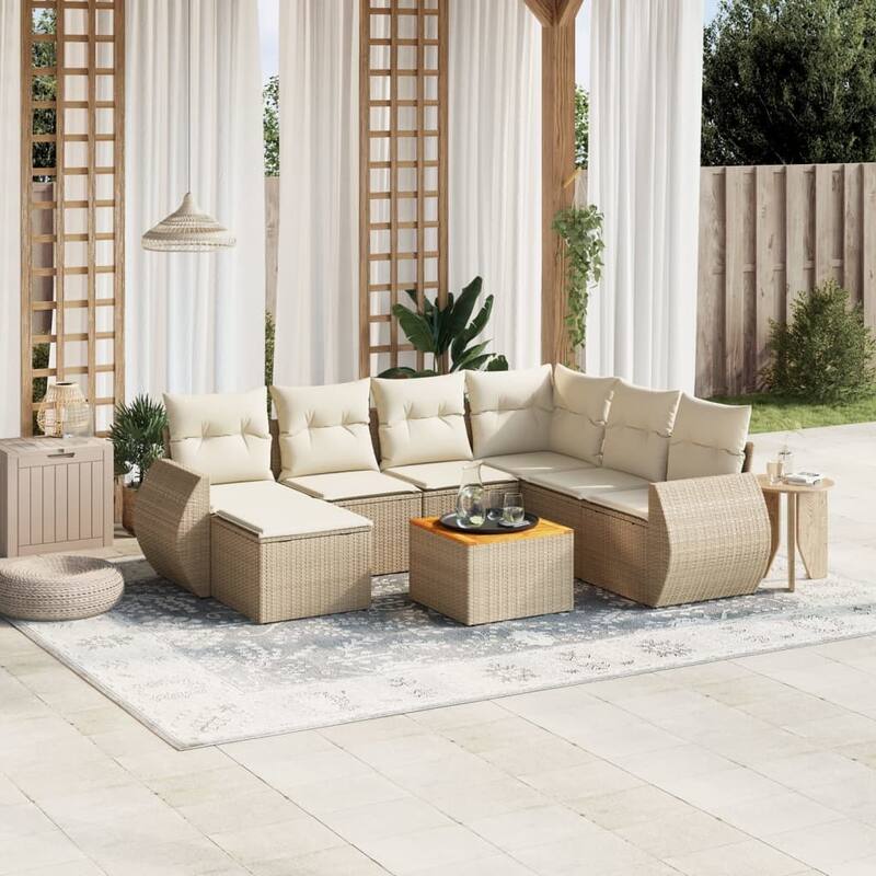 vidaXL Garden Sofa Set Black - 21.7 x 21.7 x 14.6 - Beige Large  - form2