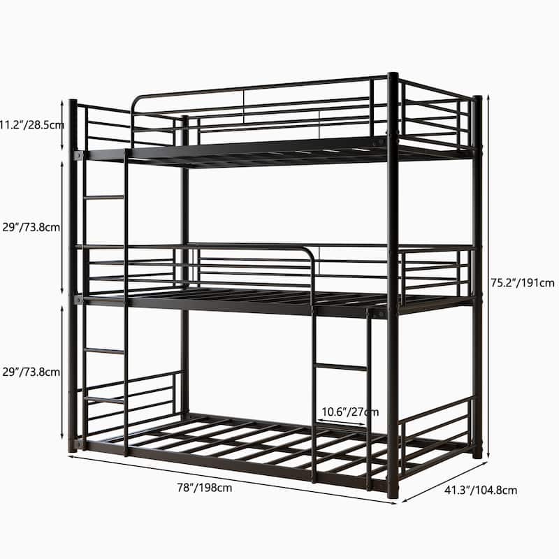 Twin Metal Platform Bed with Two Ladders