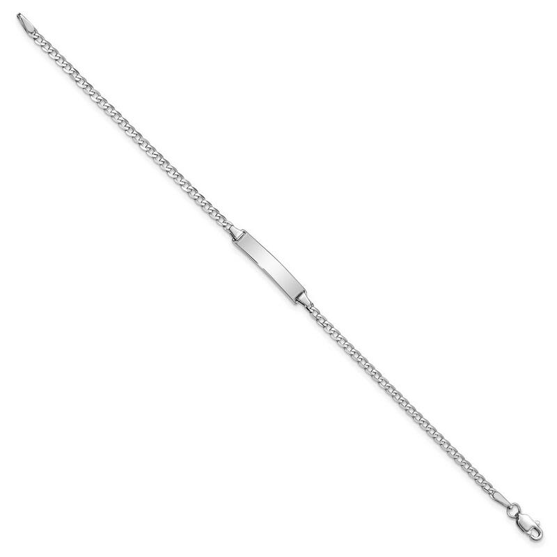 Curata 4.3mm 14k White Gold Engravable Flat Curb Link ID Bracelet 7 Inch