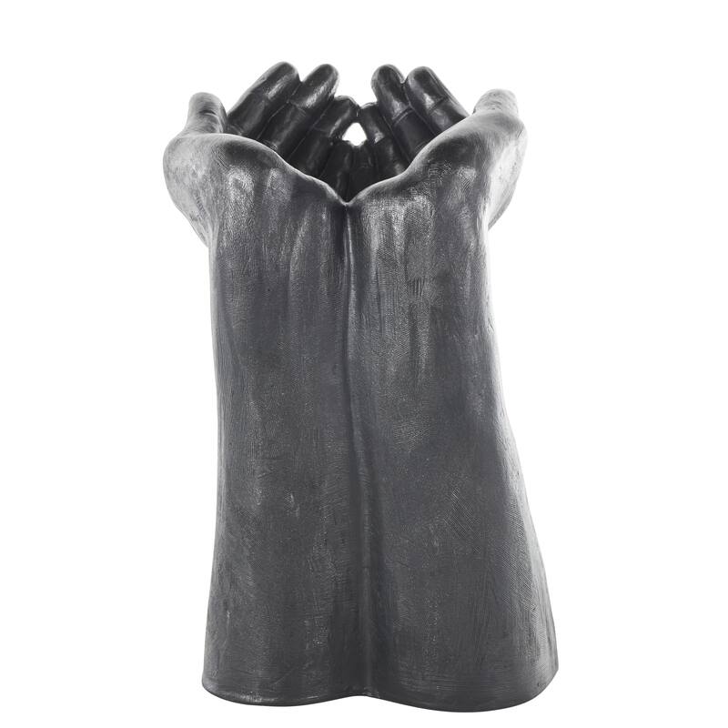 Polystone Hands Open Decorative Sculpture - Black - Roche River Decor