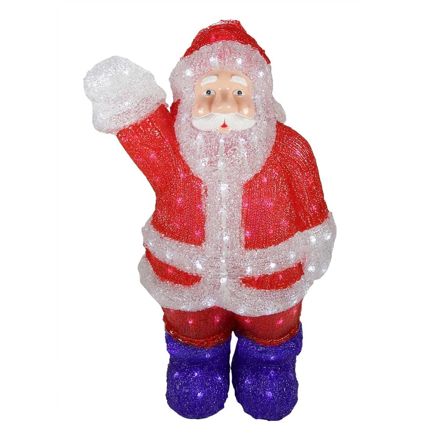 Lighted Waving Santa Claus Grade Acrylic Christmas Display Decor 2' - Red