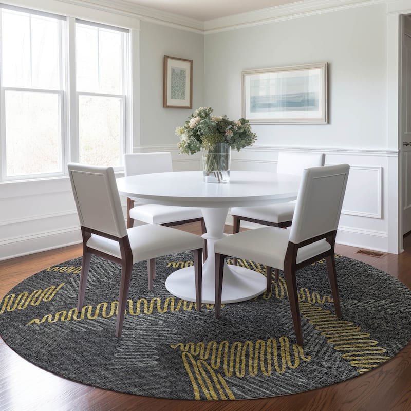 Premium Washable Super Soft Modern Floral Mayfield Rug - Gray - 8' x 8' - Round