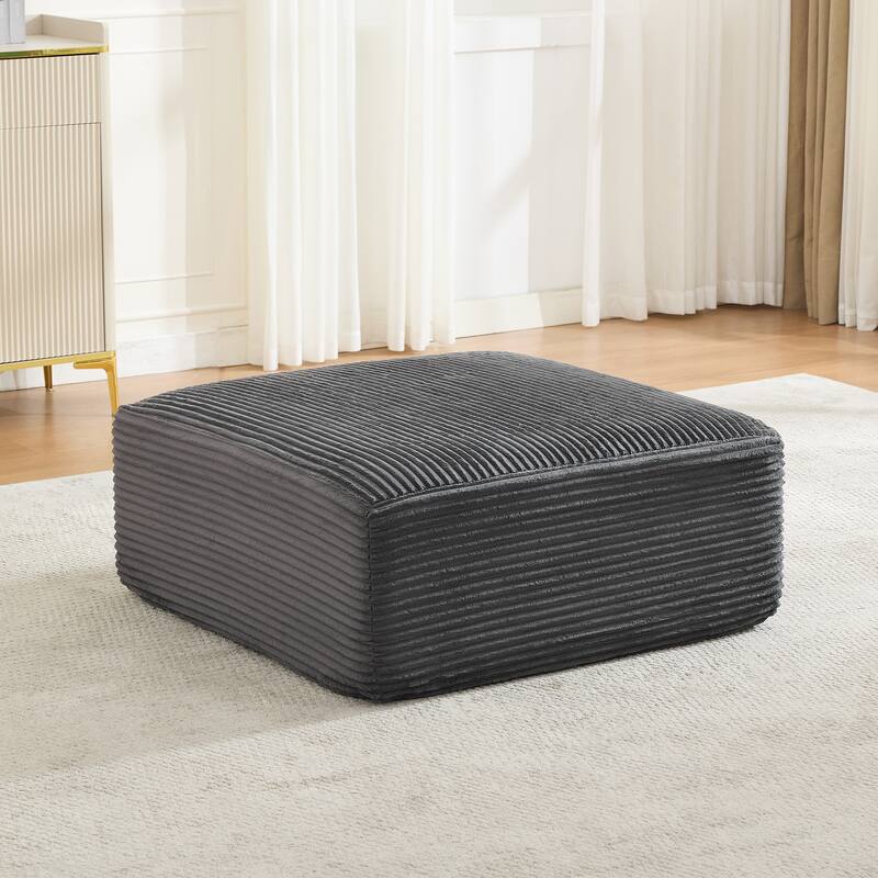 Modular Sectional Ottoman Corduroy Rectangle Footstool - Grey