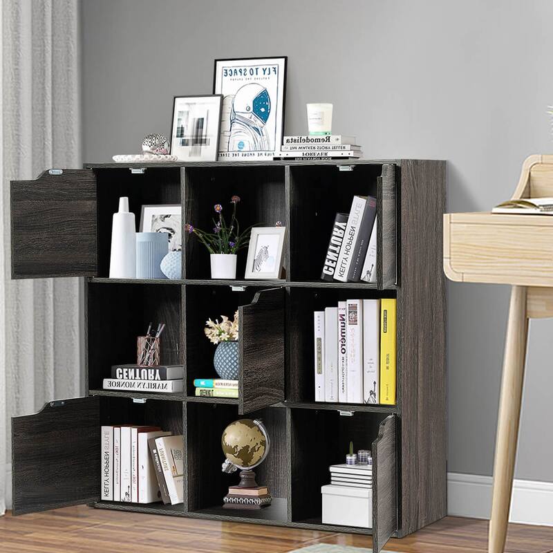 Costway 9 Cube Bookcase Cabinet Wood Bookcase Storage Shelves Room - See Details