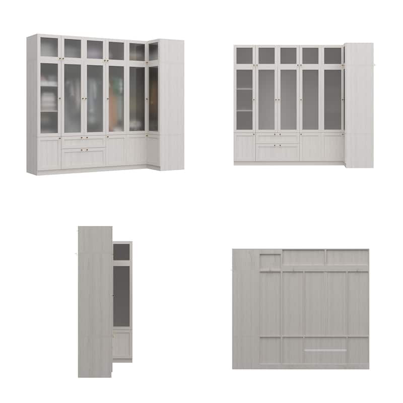 Combo Elegant Light Gray Wardrobe Modular Closet Configuration Armoire