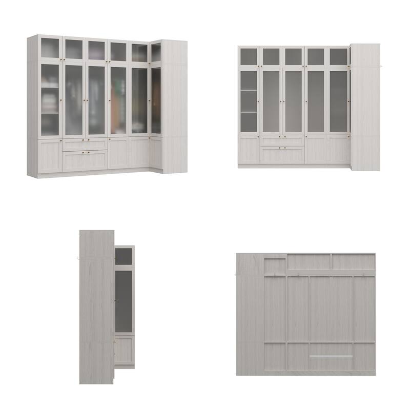 Large Glass Combination Cabinet: Contemporary Storage Closet Armoires