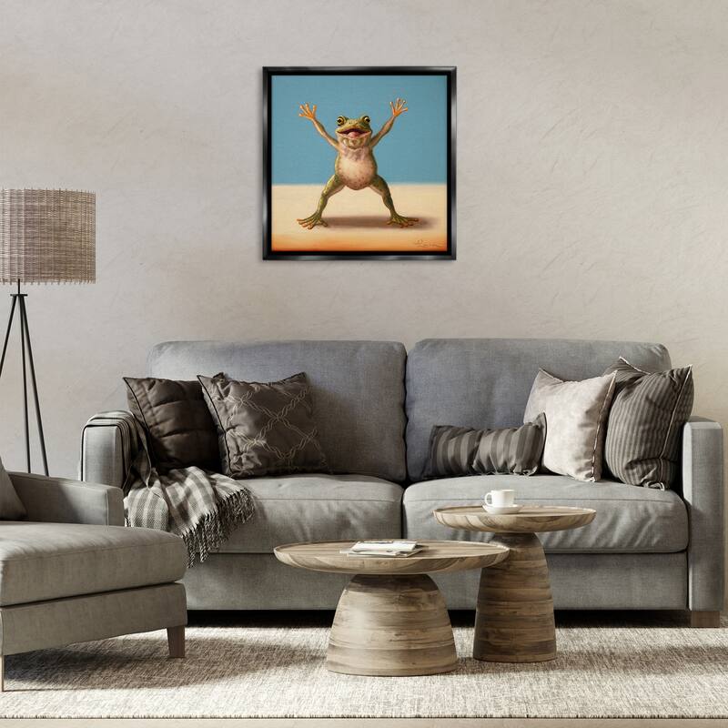 Stupell Motivational Exercise Frog Framed Floater Canvas Wall Art Design By Lucia Heffernan