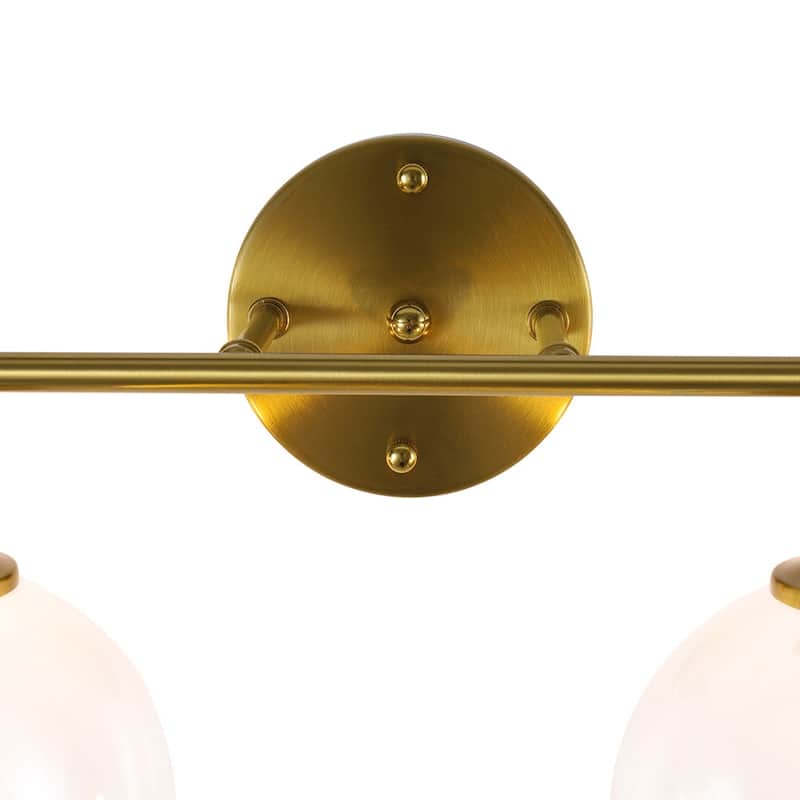 4-Light Brushed Brass Glass Globe Vanity Wall Lamp Bathroom Sconce