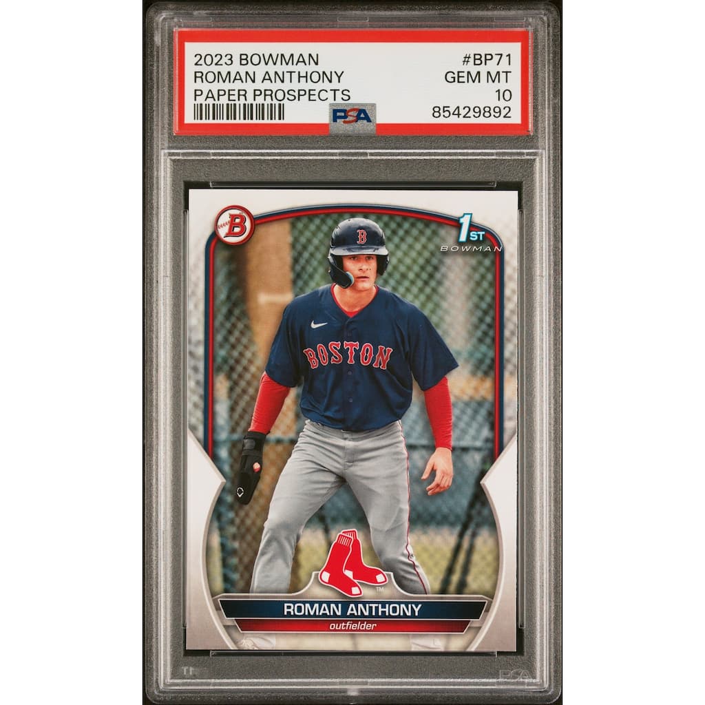 Roman Anthony 2023 Bowman Paper Prospects Baseball Rookie Card #BP71 Graded PSA 10 - 8' x 11'
