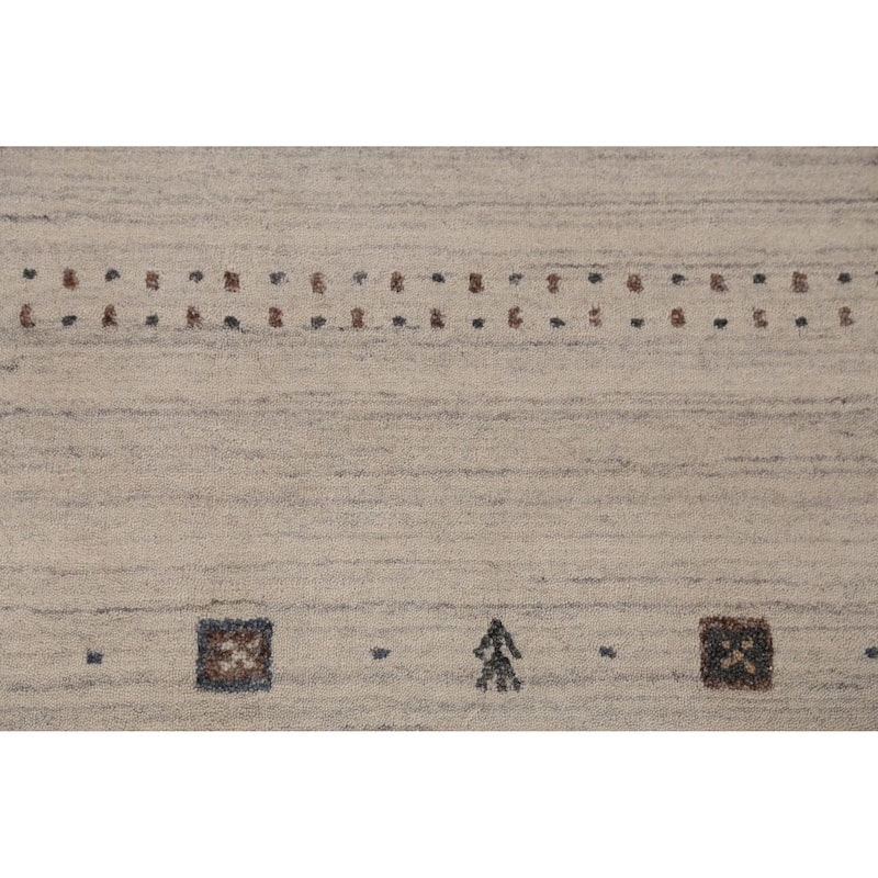 Tribal Beige Gabbeh Area Rug Handmade Modern Wool Carpet - 5'4" x 7'9"