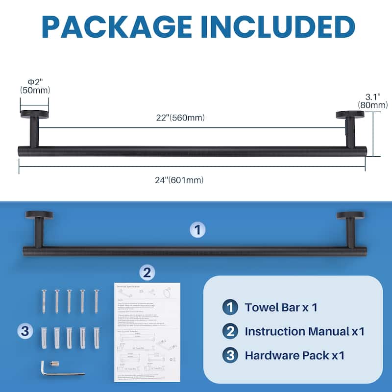 WOWOW Mutiple Length Wall Mounted Stainless Steel Towel Bar