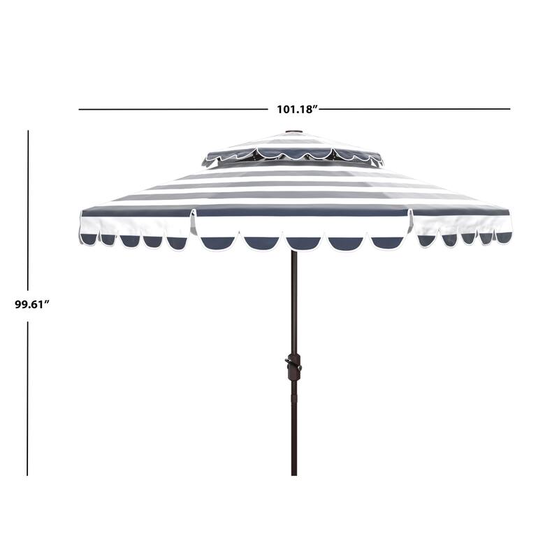 SAFAVIEH Outdoor Blagovesta 9Ft Round Double Top Crank Umbrella