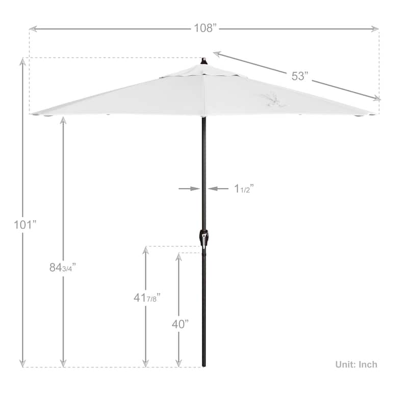 California Umbrella 9' Round Crank Lift Auto Tilt 8 Rib Aluminum Patio Umbrella, Bronze Finish Olefin