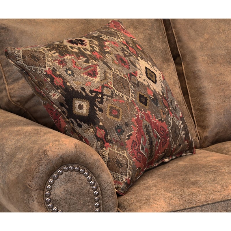 Made in USA Rancho Rustic Brown Buckskin Fabric Sofa and Two Chairs Set