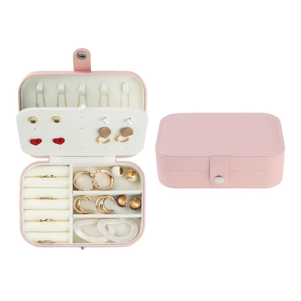 Travel Jewelry Box for Women, Portable PU Leather Jewelry Organizer Case Storage Display Holder for Earring Necklace Ring