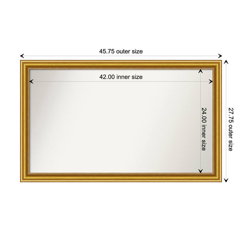 Townhouse Gold Framed Non-Beveled Custom Wall Mirror, Bathroom Vanity Mirror - Outer Size: 45.75 x 27.75