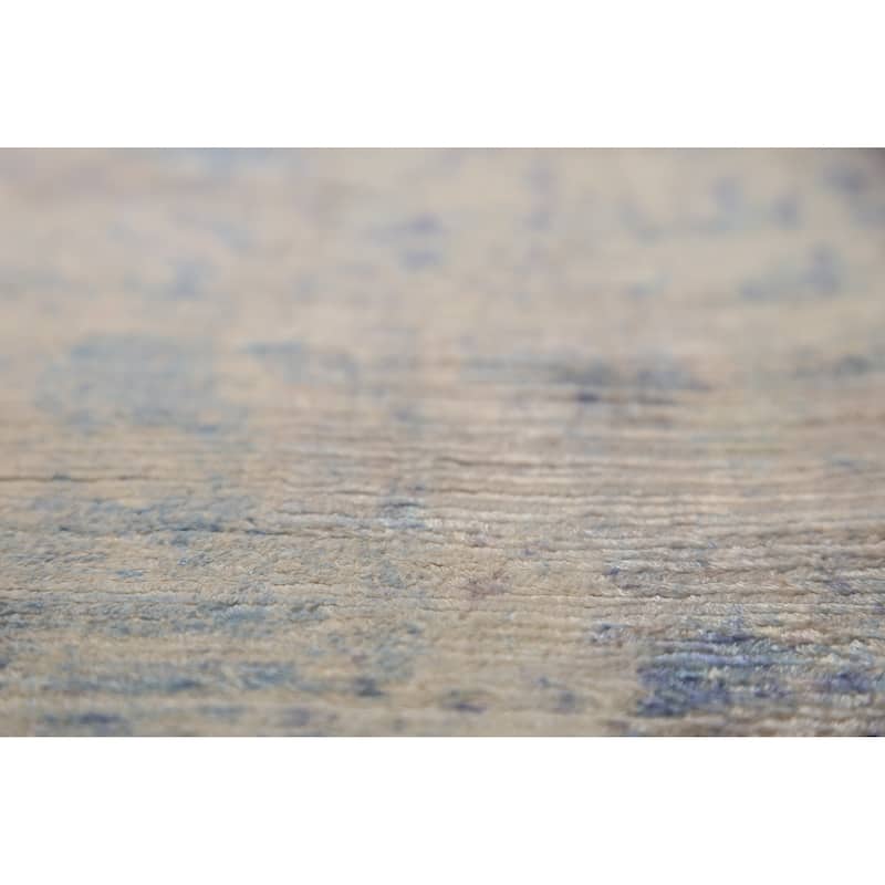 Abstract Indian Rug Hand-Knotted Multi-Color Wool Carpet - 8'11"x 11'11"