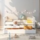 preview thumbnail 14 of 37, Twin Size Wooden Daybed with 2 Drawers and Trundle for Kids Teens White - Twin
