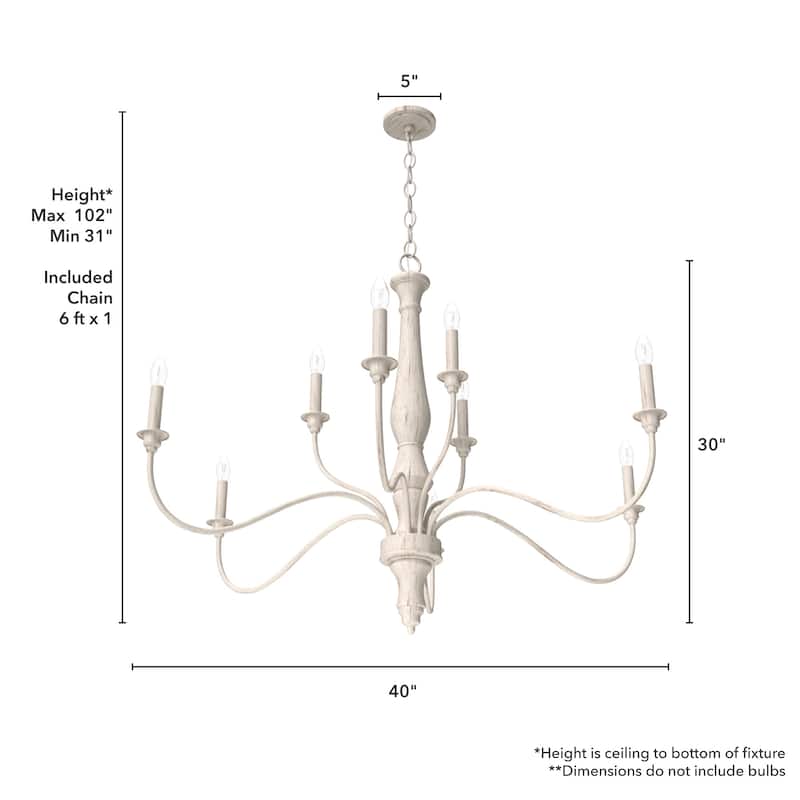 Hunter Teren 9-Light 2-Tier Chandelier - Dining Room, Living Room - Candle, Farmhouse, Vintage, French Country