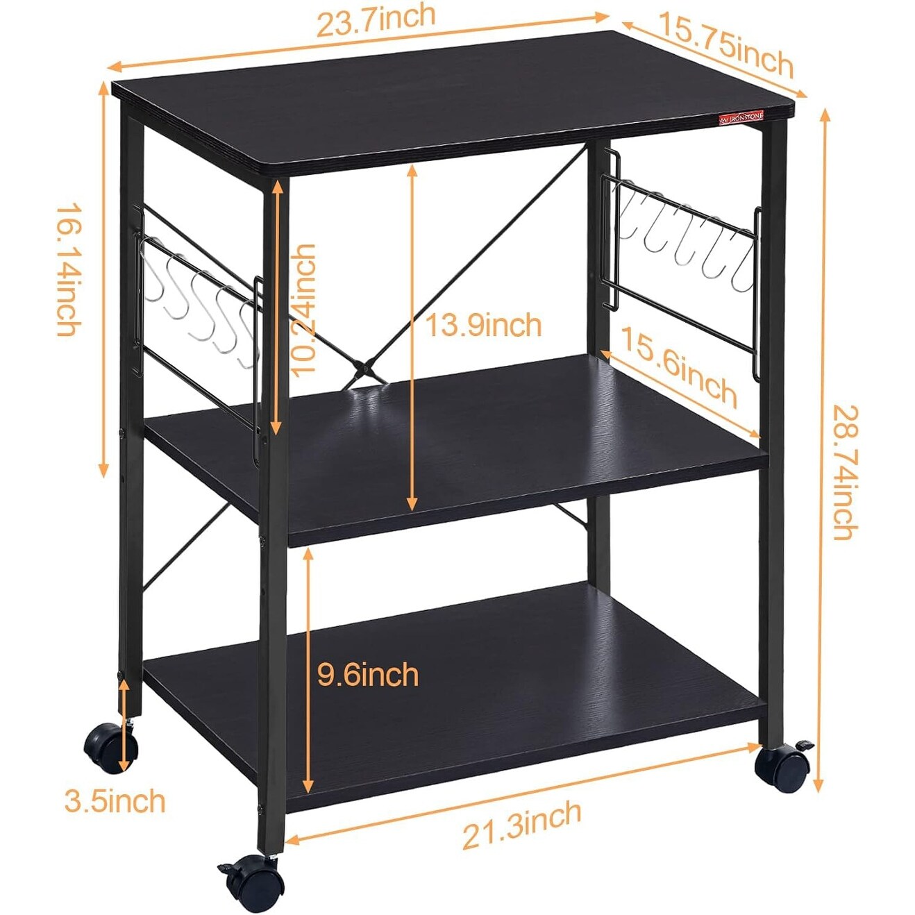 Kitchen Stand Microwave Cart 23.7 for Small Space Coffee Bar Table 3 Tier Rolling Utility Microwave Stand on Wheels Bed Bath Beyond 40590742