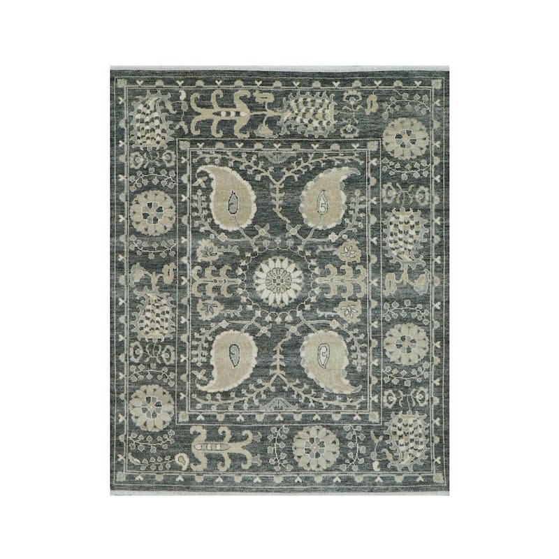 Slate Transitional Oushak Wool Rug 8x10 Hand Knotted by LoomBloom - 8' 2'' x 10'