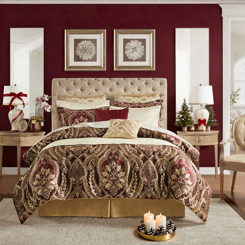 Croscill Julius 4 Piece Comforter Set - Burgundy - King