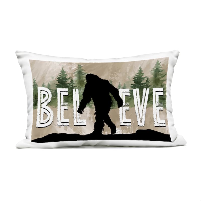 Stupell Believe Rustic Mythical Creature Printed Outdoor Throw Pillow Design by Nicole DeCamp - Accent - Polyester - Black - Single