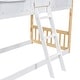 preview thumbnail 7 of 10, Artsy Twin over Twin Wood House Roof Bunk Bed with Roof, Window Box, Door, Safety Guardrails and Ladder, Natural+White