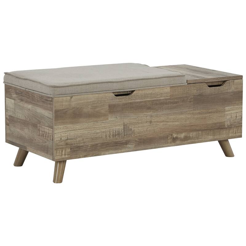 Gerdanet Beige/Brown Storage Bench - 38"W x 18"D x 16"H