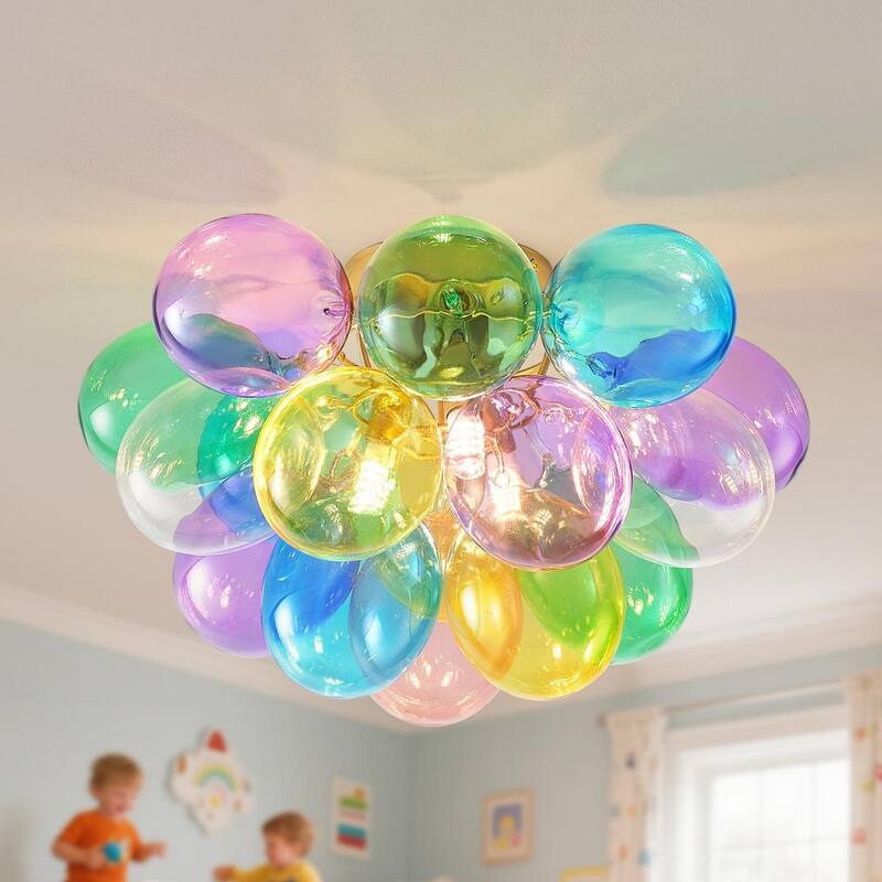 Colorful Glass Bubble Ball Swirled Glass Chandelier - Multicolor