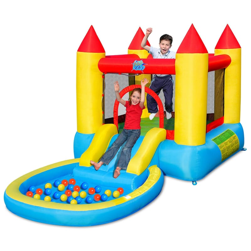 Gymax Inflatable Bounce House Kids Slide Jumping Castle Bouncer w/Pool - See Details