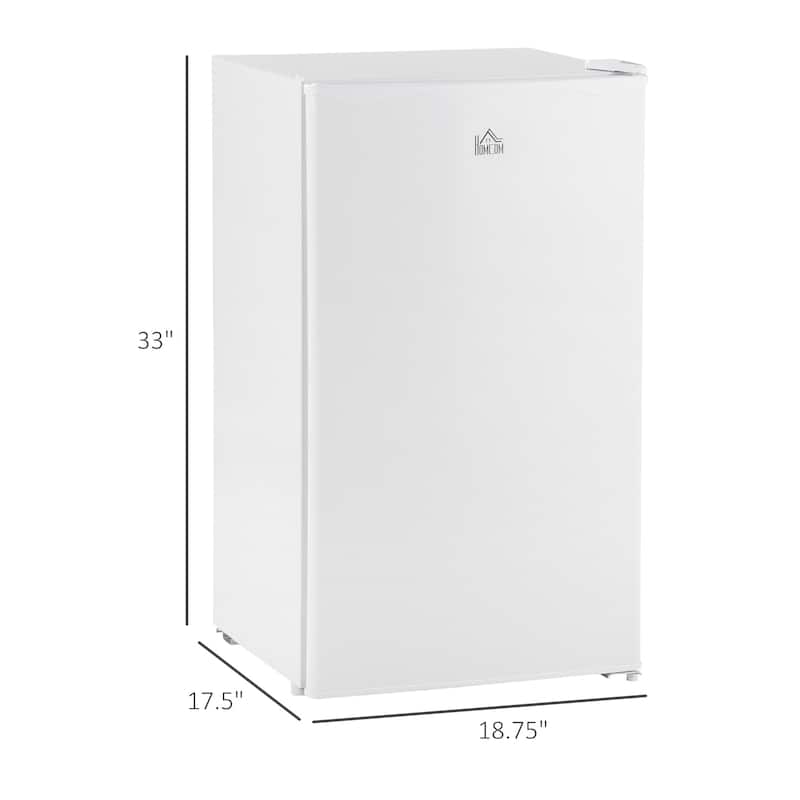 HOMCOM 3.2 Cu.Ft Mini Fridge with Freezer, Single Door Compact Refrigerator with Adjustable Thermostat for Bedroom
