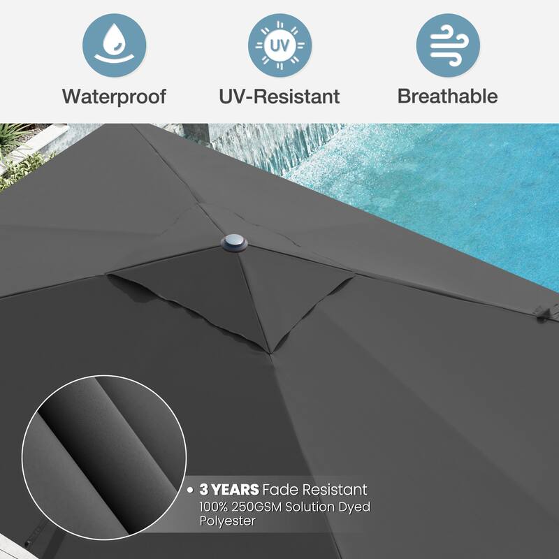 VredHom 10X13 FT Patio Outdoor Cantilever-Offset Umbrella with Base Stand