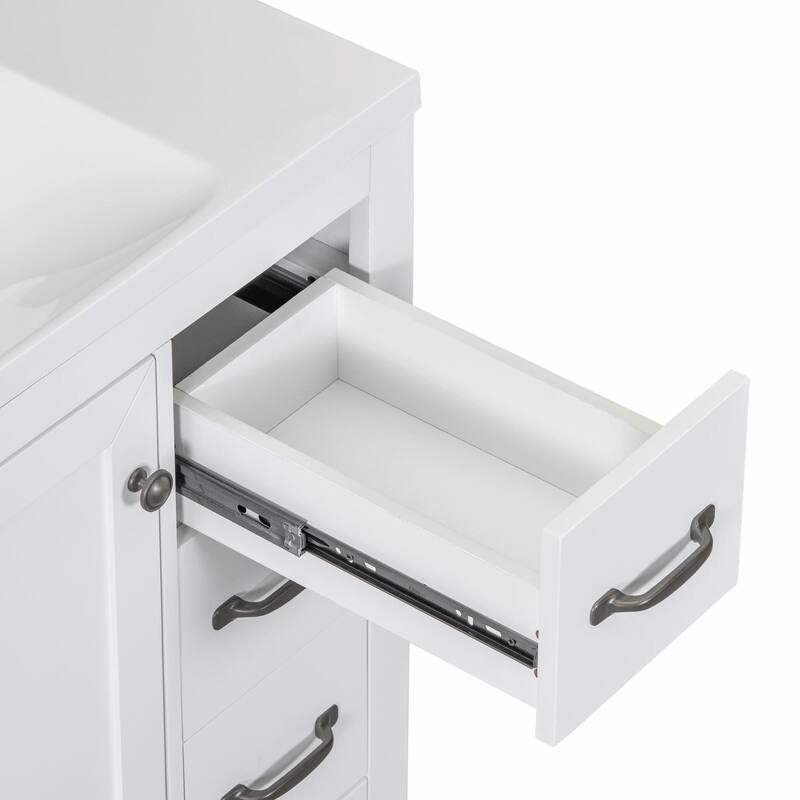 36" Bathroom Vanity with Sink Combo: Six Drawers, Multi-Functional Divider, Adjustable Shelf