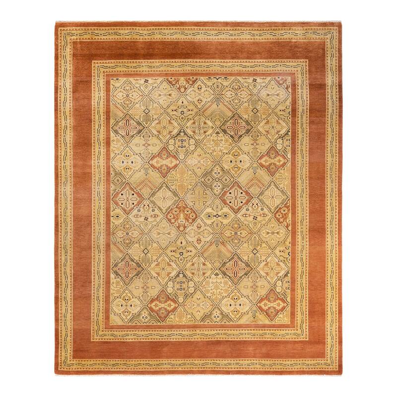 Overton Handknotted Wool Contemporary Floral Brown Area Rug - 8' x 10' - Bronze - 8' x 10'