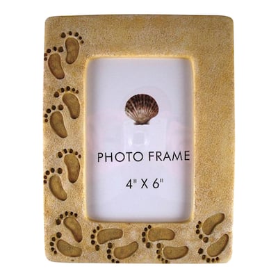 Beachcombers Footprints in Sand Photo Picture Frame 4 x 6 Inches Resin - Tan